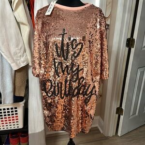Women's Sequin Short Sleeve Top - Rose Gold